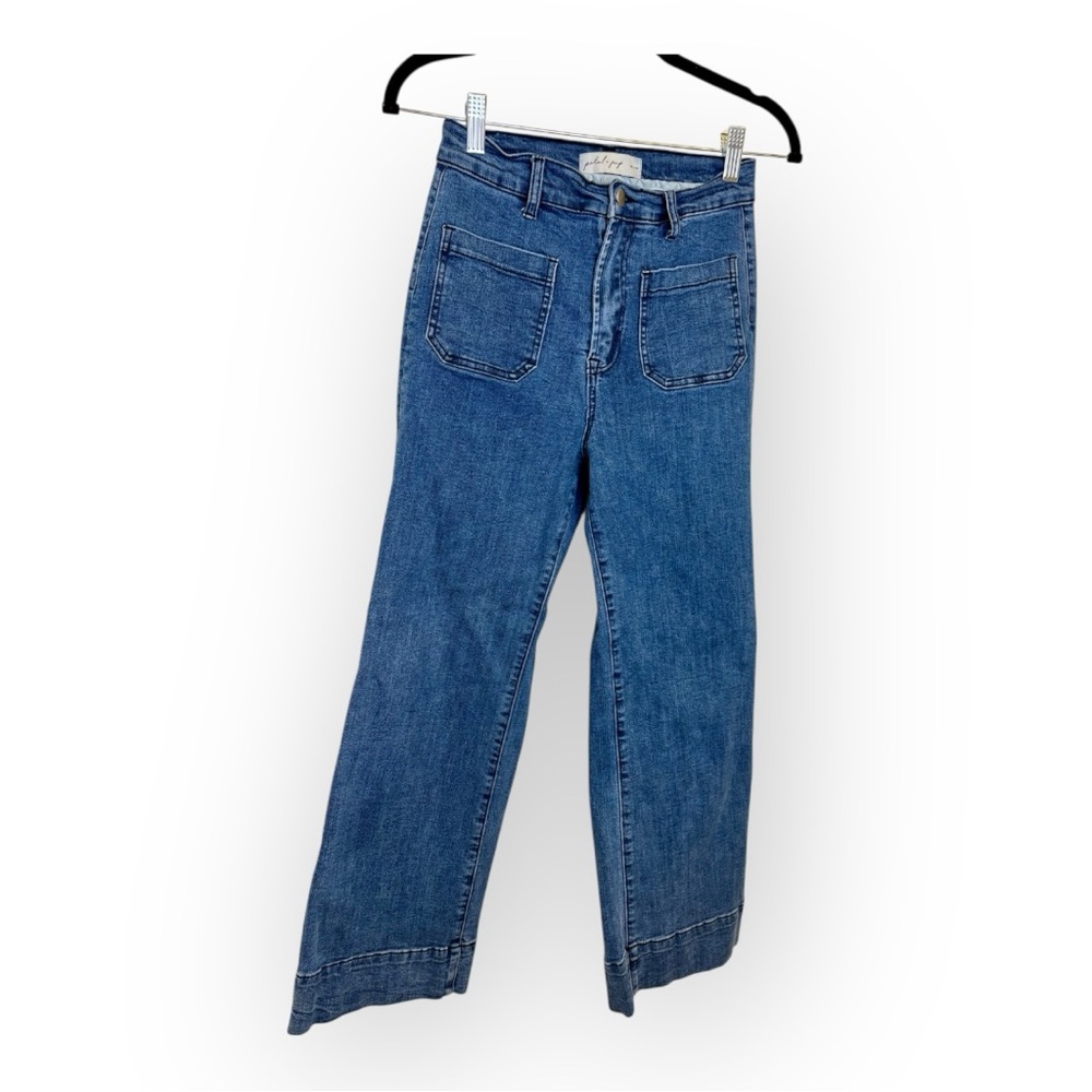 Petal & Pup Blue Denim Wide Leg Sailor Cropped Trouser Jeans Nautical Size 2 - Picture 3 of 7